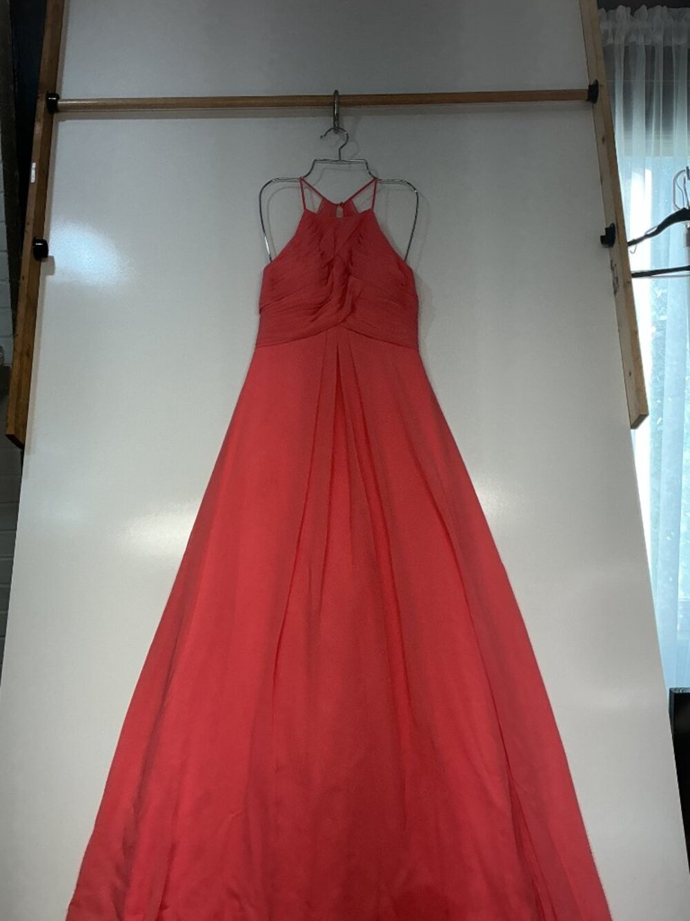 Azazie Antique Rose Halter Chiffon Maxi Dress Pleated Bridesmaid Formal - Picture 14 of 14